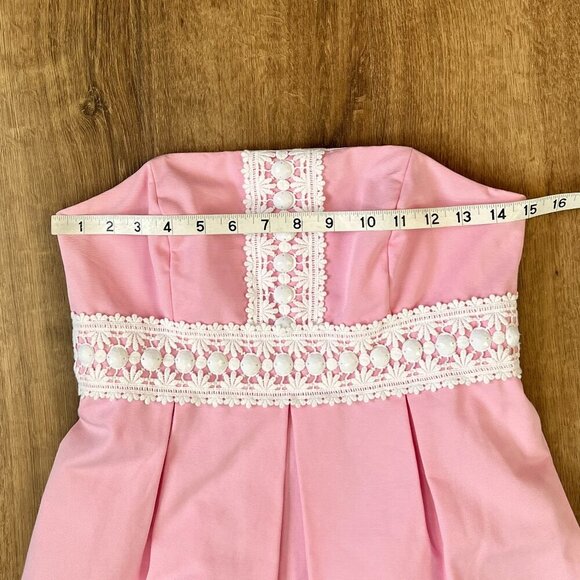 Lilly Pulitzer Betsey Dress Solid Faille in Lillys Pink Strapless Size 2 - Picture 8 of 12